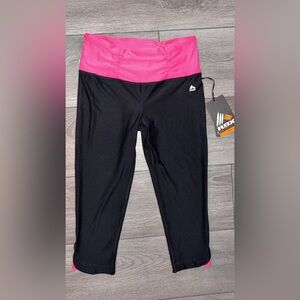RBX Yoga Women’s Medium Cropped Pants Pink Black New W Tags MSRP$78